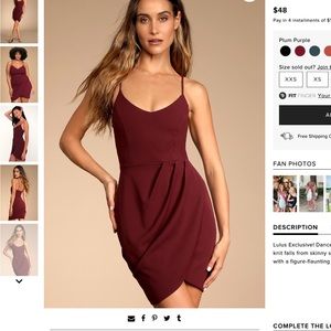Lulus red/purple bodycon dress size M
